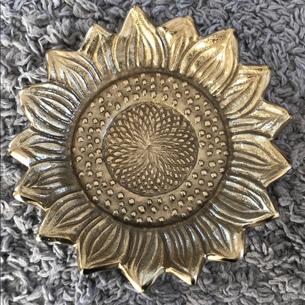 Gold Sunflower Decorative Plate